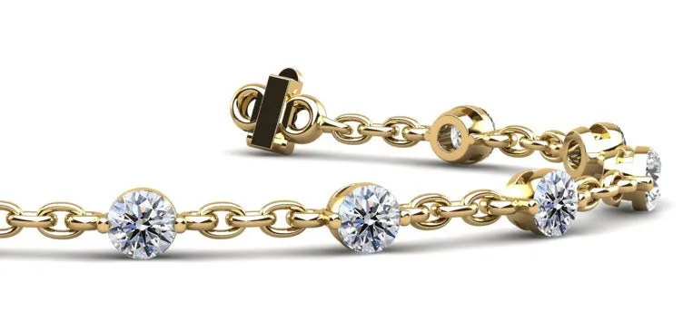 Sparkling Diamond And Chain Link Lab-Grown Diamond Bracelet with 3.00 ct.(finished) 4mm