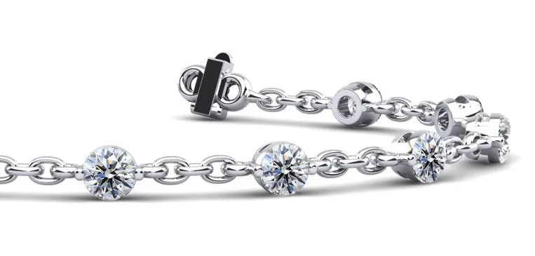 Sparkling Diamond And Chain Link Lab-Grown Diamond Bracelet with 3.00 ct.(finished) 4mm