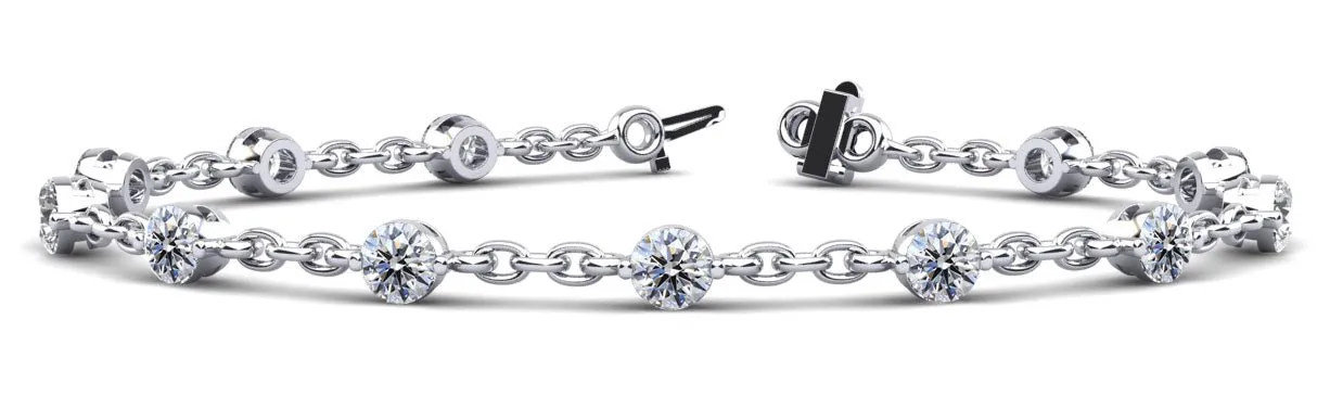 Sparkling Diamond And Chain Link Lab-Grown Diamond Bracelet with 3.00 ct.(finished) 4mm