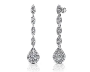 Sparkling Pear Drop Cluster Diamond Earrings with 1.96 ct.(finished) 2.5mm, 2.75mm