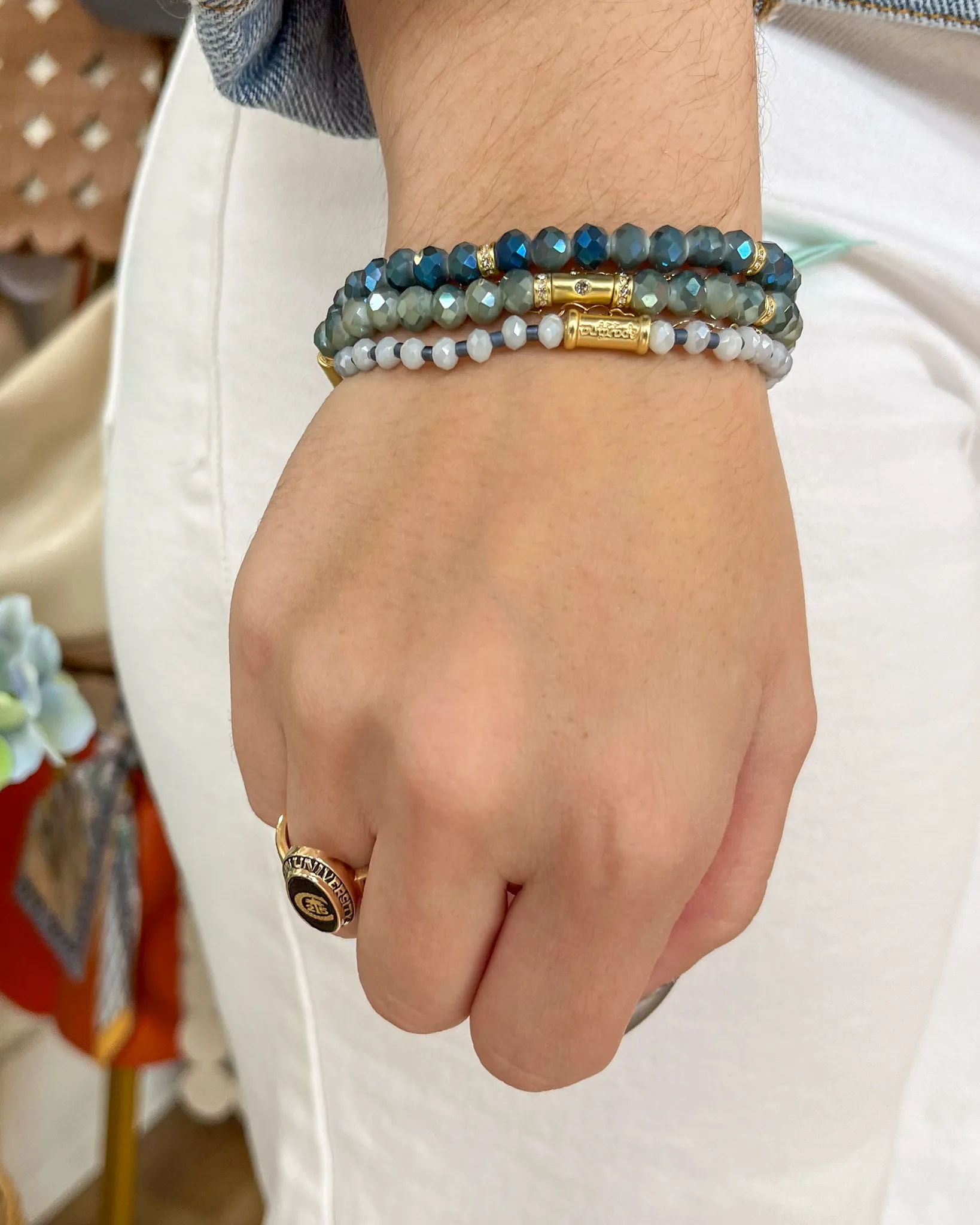 Spartina Sparkle Stretch Bracelet Stack - Blue