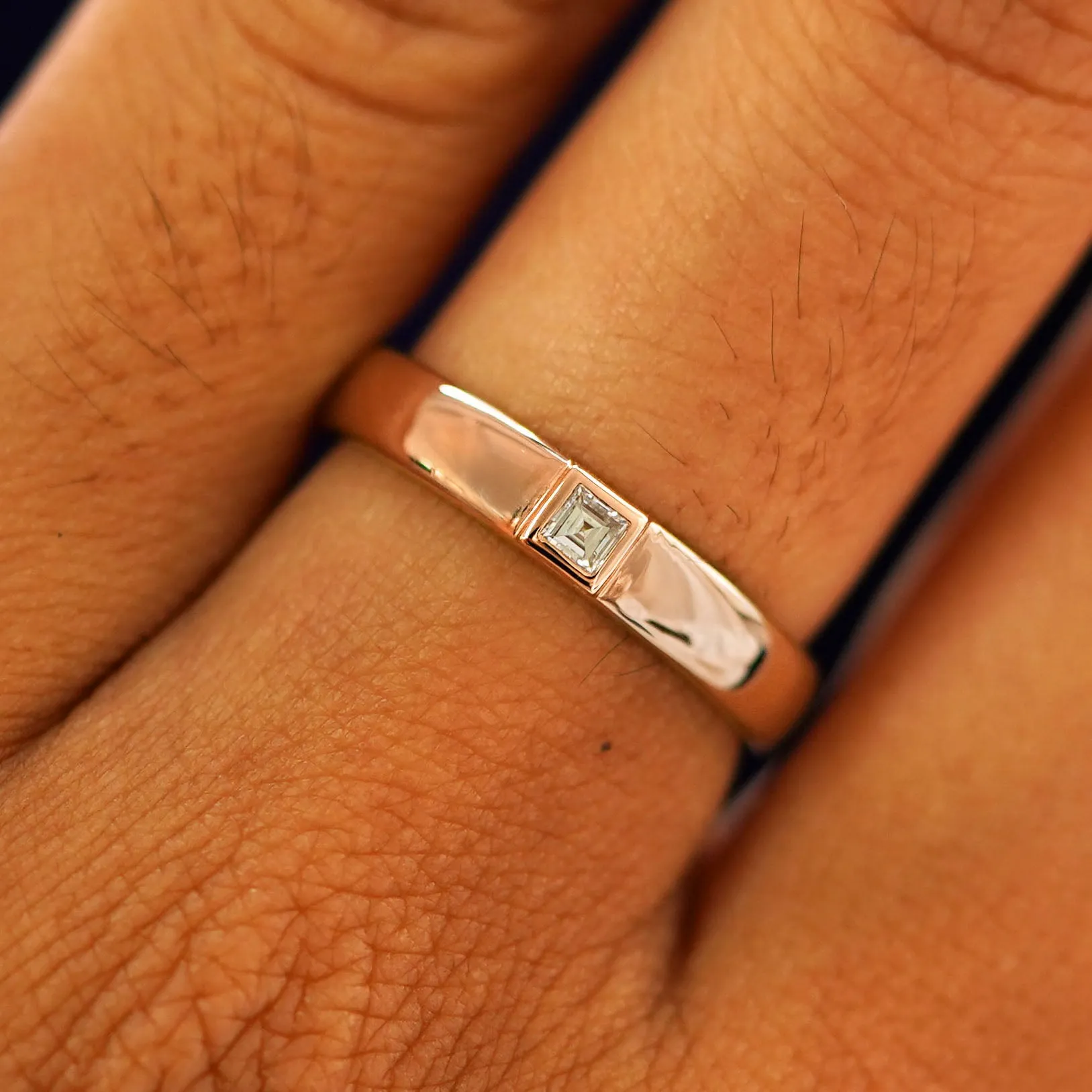 Square Carre Cut Diamond Band