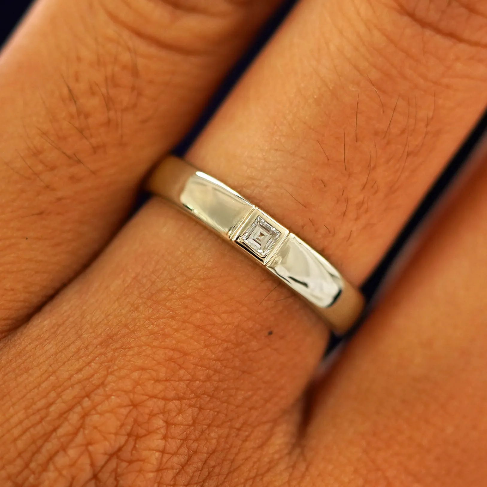 Square Carre Cut Diamond Band