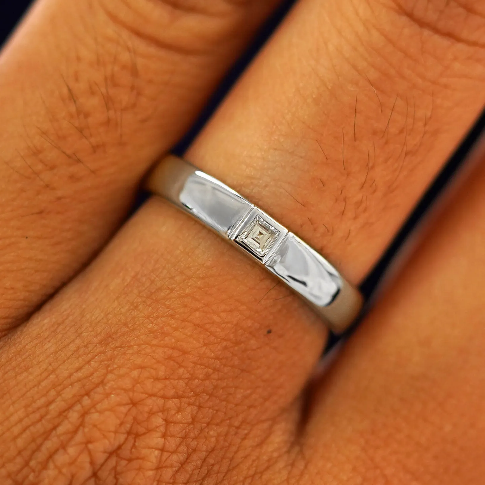 Square Carre Cut Diamond Band