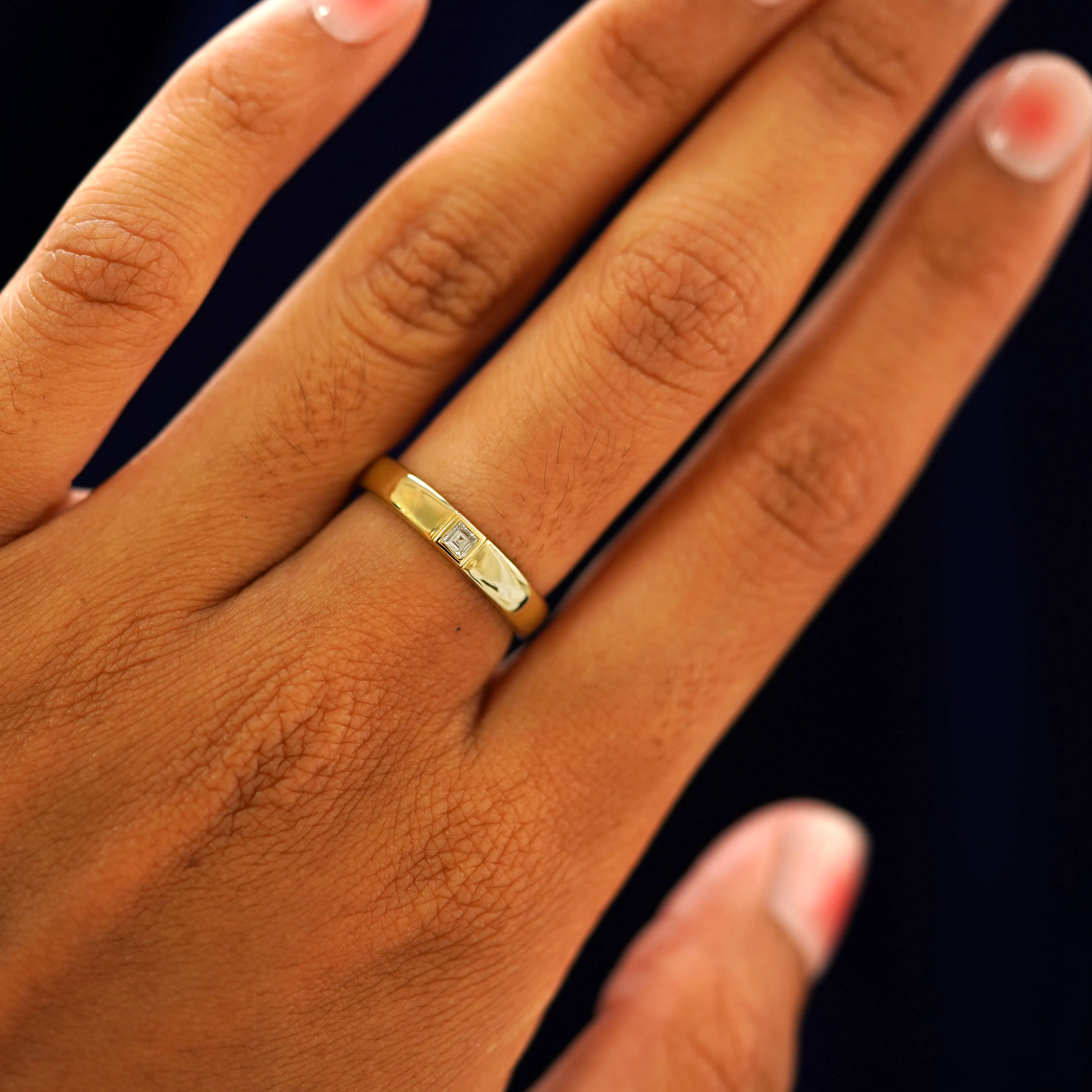 Square Carre Cut Diamond Band