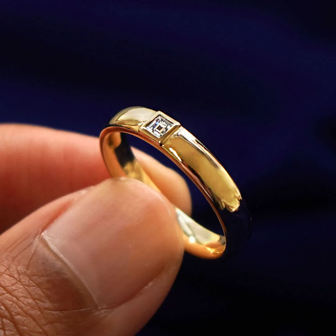 Square Carre Cut Diamond Band