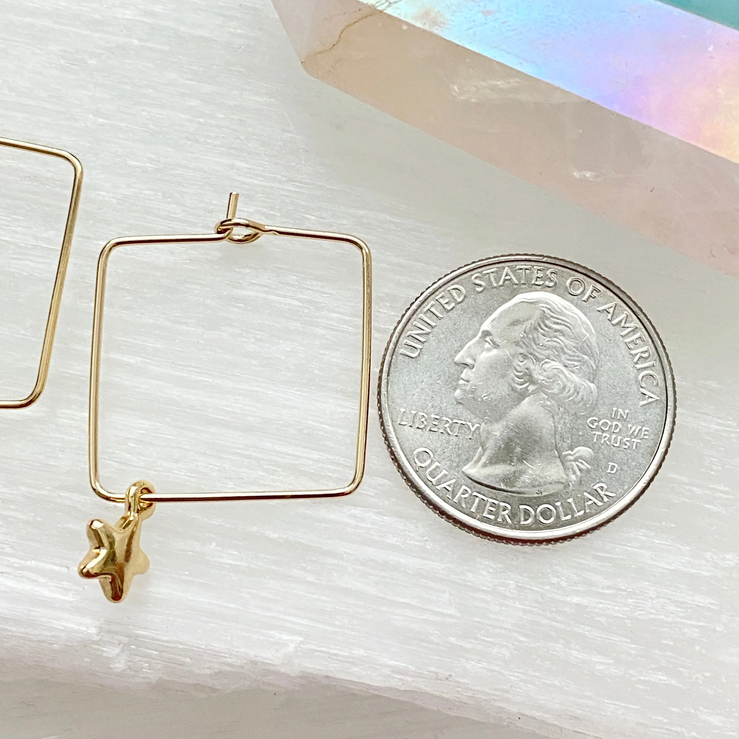 Square Hoops With Star Charms