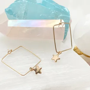 Square Hoops With Star Charms