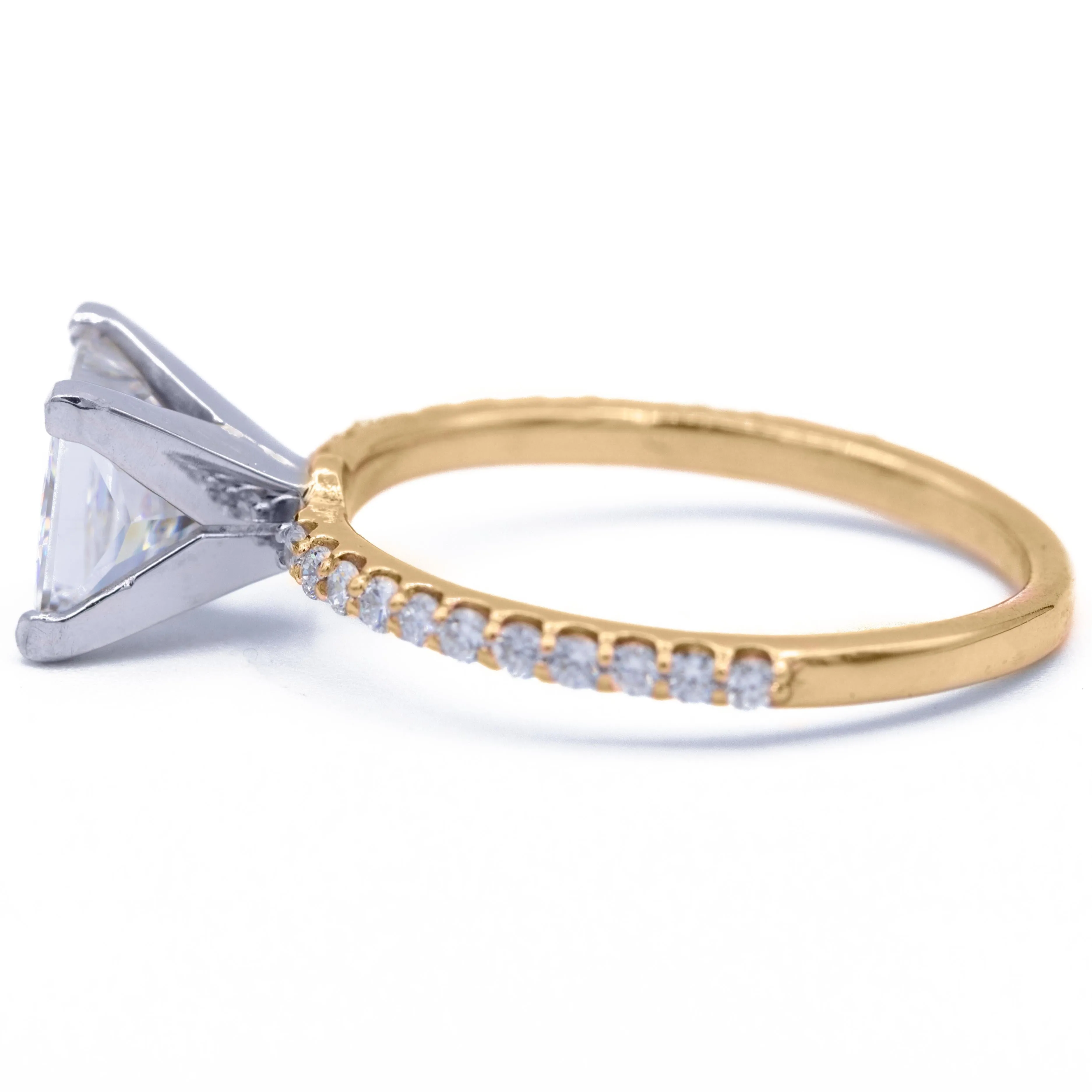 Square Moissanite 4 Prongs Diamond Accent Ice Solitaire Ring