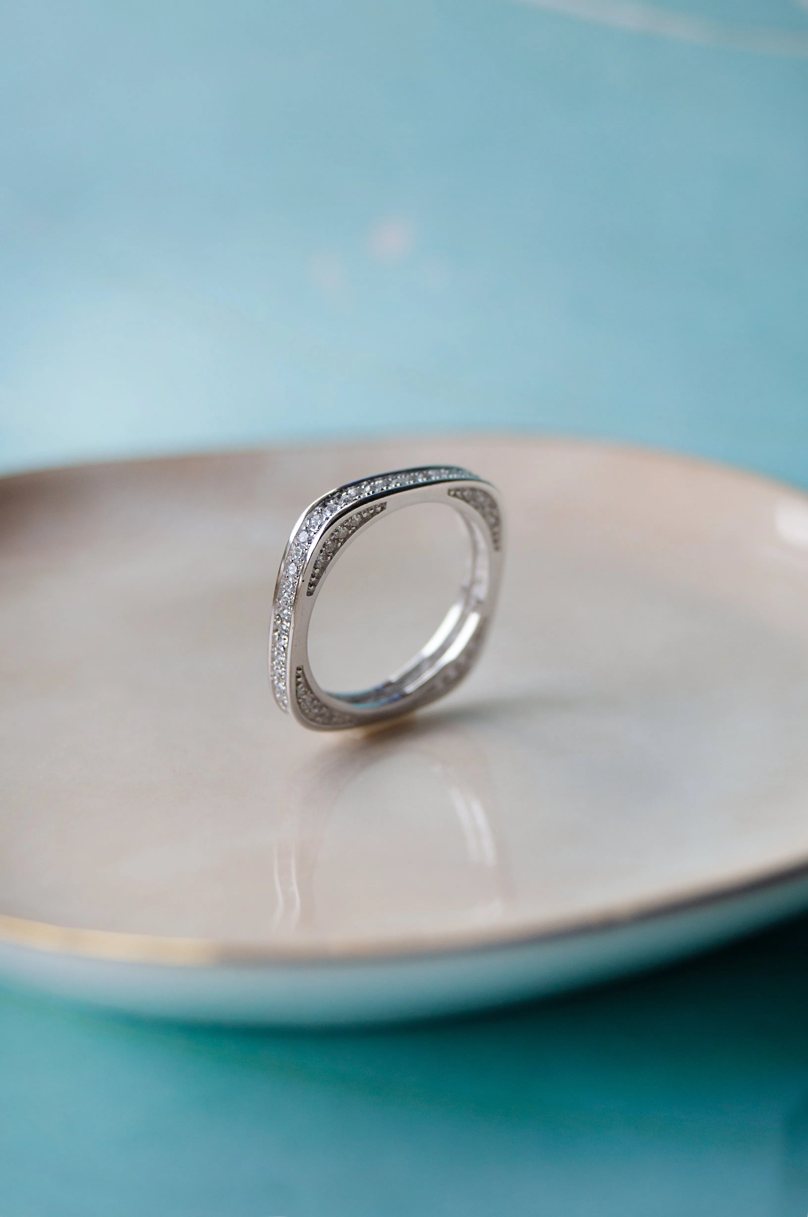 Square Or Circle Rose Gold Plated Sterling Silver Ring