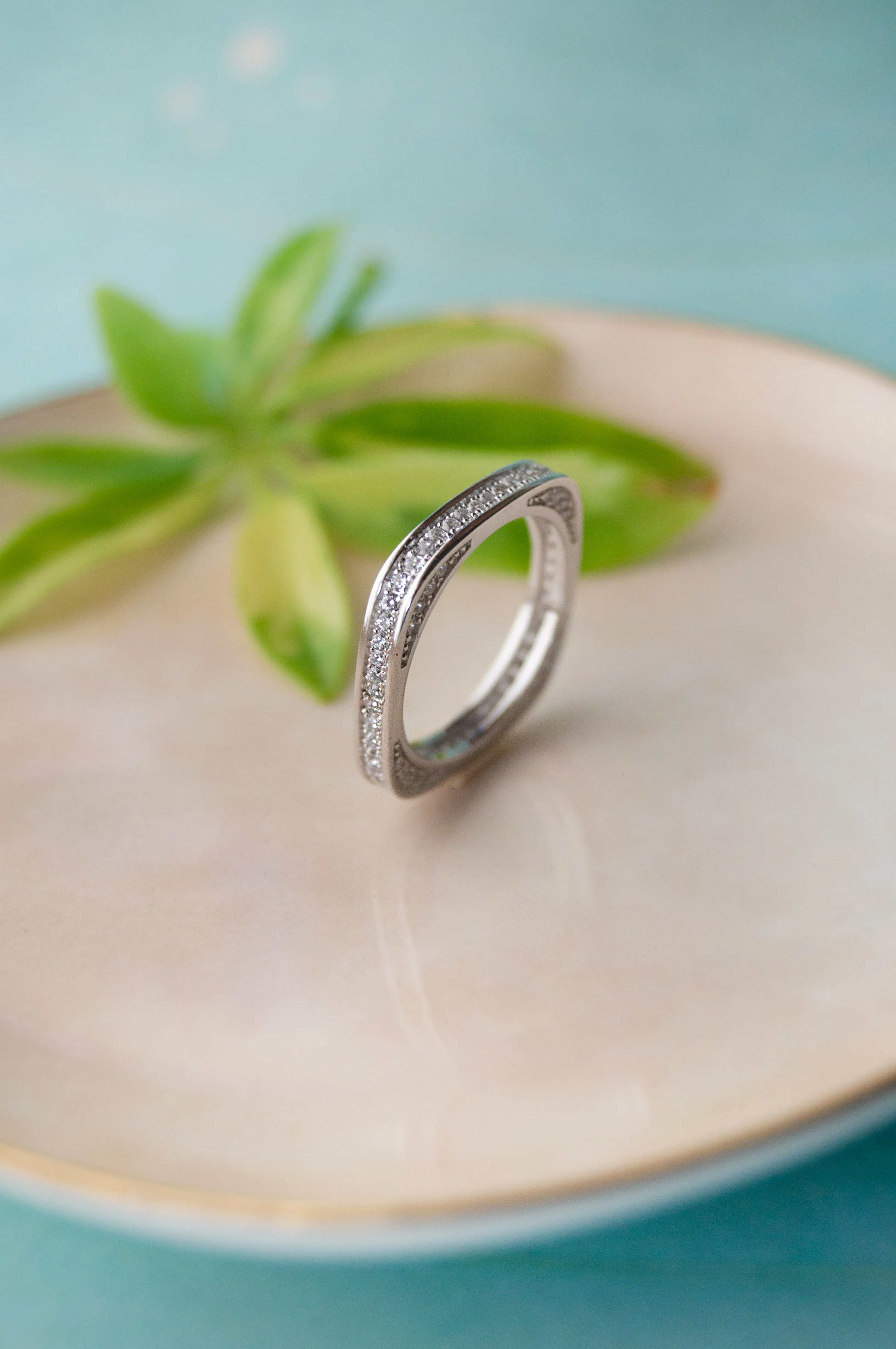 Square Or Circle Rose Gold Plated Sterling Silver Ring