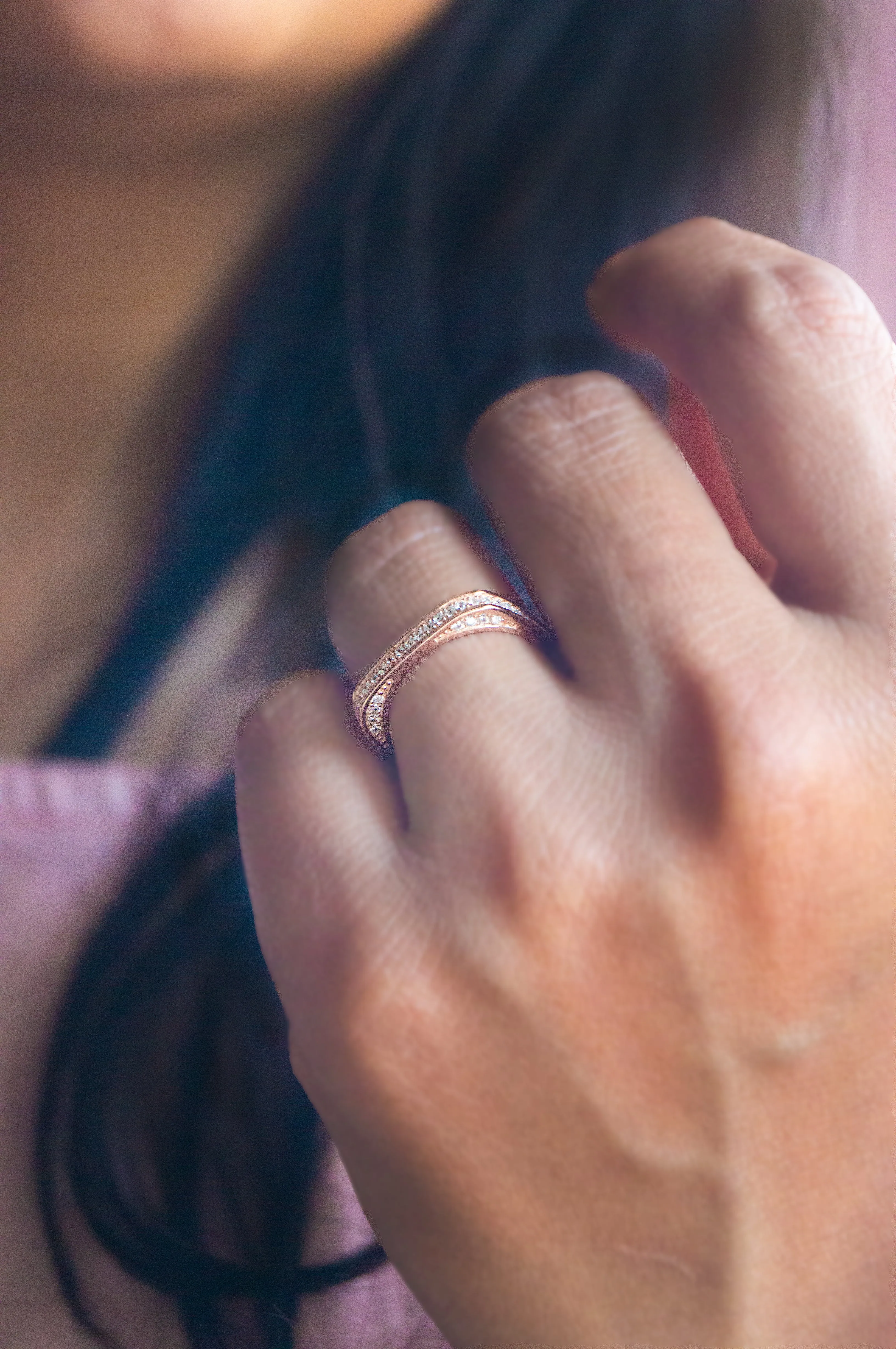 Square Or Circle Rose Gold Plated Sterling Silver Ring