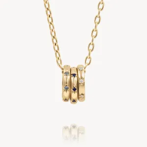 Starburst Birthstone Ring Charm Necklace