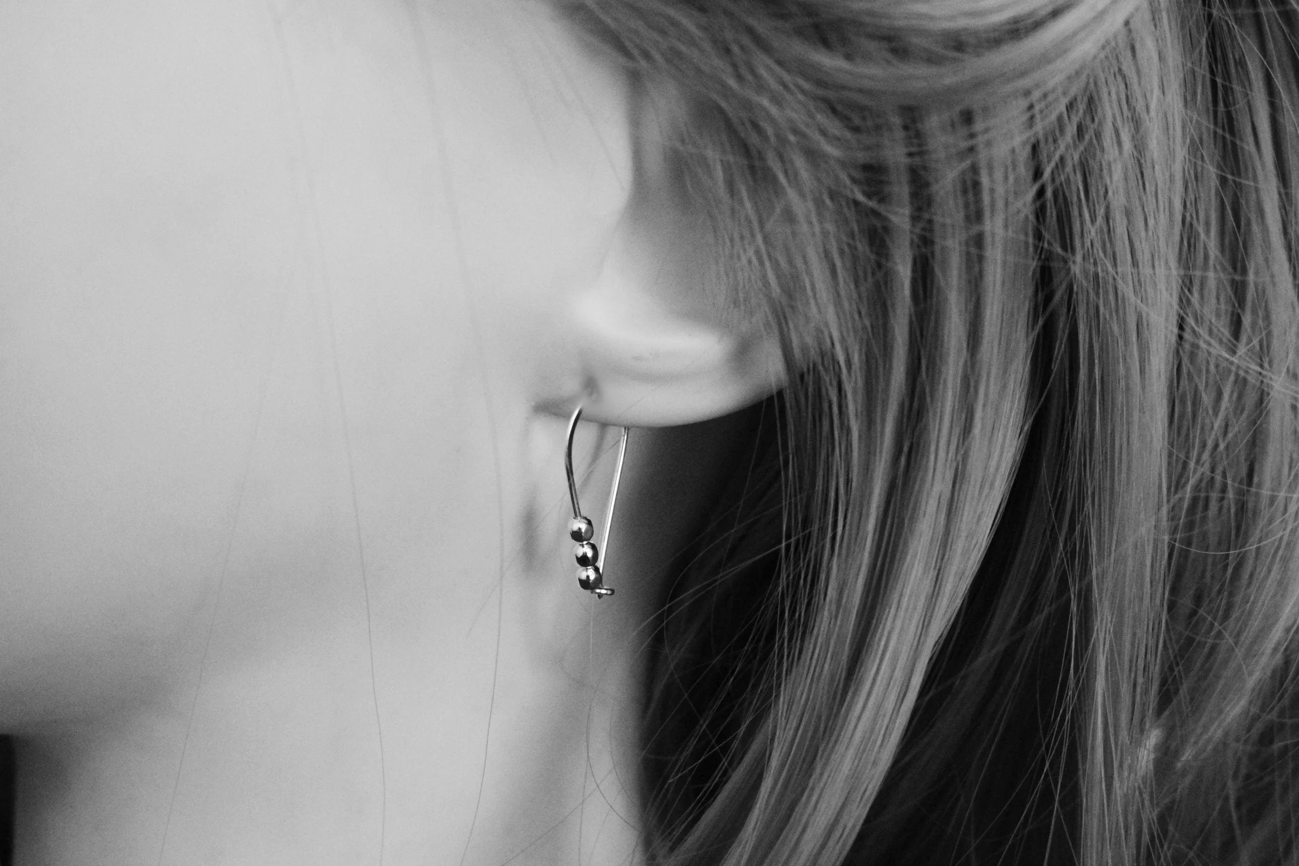 Sterling Beaded Hoop Earrings