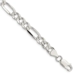 Sterling Silver 7.25mm Pav� Flat Figaro Chain