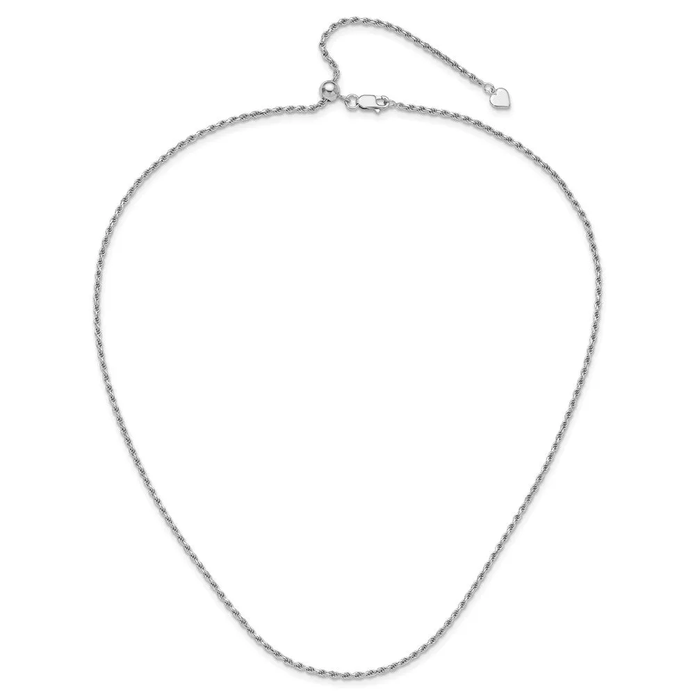 Sterling Silver Adjustable 2mm Dimond-cut Rope Chain