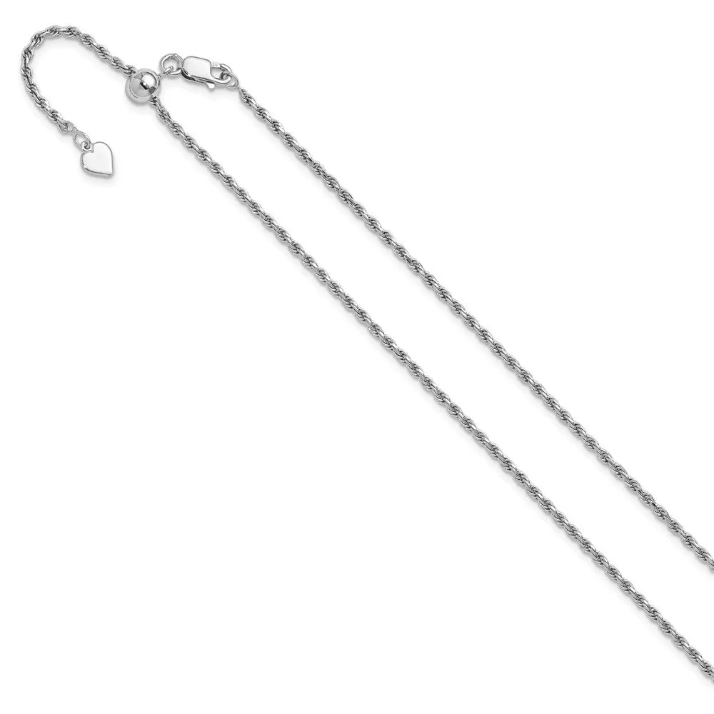 Sterling Silver Adjustable 2mm Dimond-cut Rope Chain
