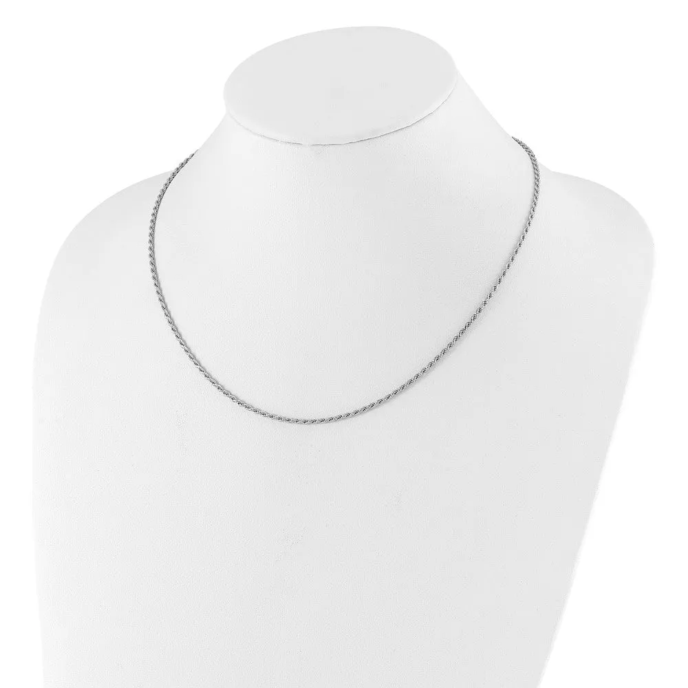 Sterling Silver Adjustable 2mm Dimond-cut Rope Chain