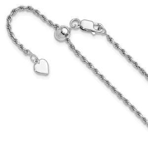 Sterling Silver Adjustable 2mm Dimond-cut Rope Chain