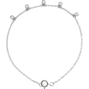 Sterling Silver Beaded 5-Station 7" Bracelet