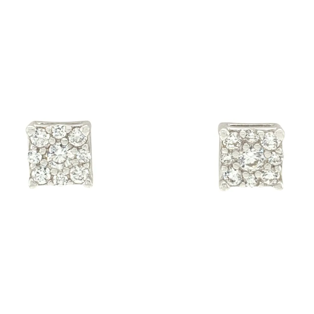 Sterling Silver Cubic Zirconia Princess Cluster Stud Earrings