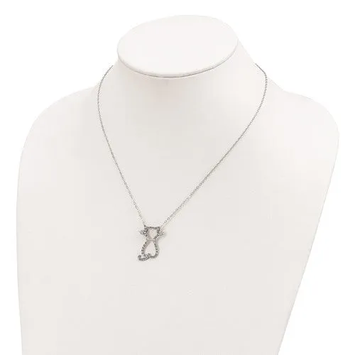Sterling Silver Diamond Mystique 18in Cat Pendant Necklace