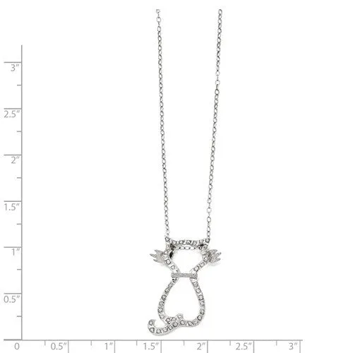 Sterling Silver Diamond Mystique 18in Cat Pendant Necklace