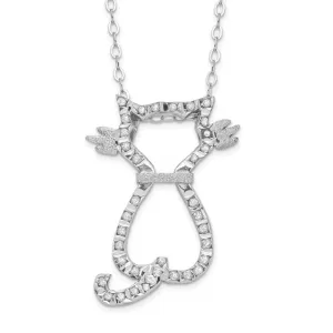 Sterling Silver Diamond Mystique 18in Cat Pendant Necklace