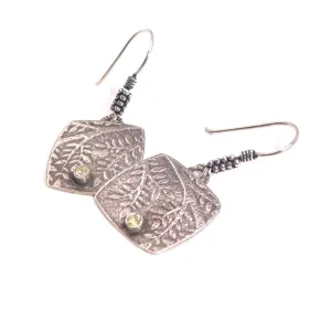 Sterling Silver Earrings Peridot Leaves