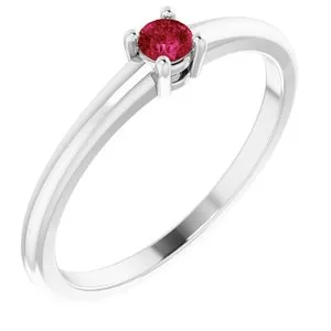 Sterling Silver Natural Ruby Ring