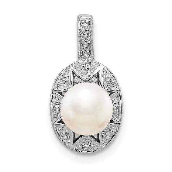 Sterling Silver Oval Gemstone and Diamond Pendants