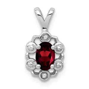 Sterling Silver Oval Gemstone and Diamond Pendants