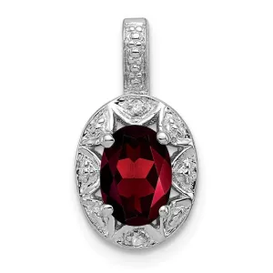 Sterling Silver Oval Gemstone and Diamond Pendants