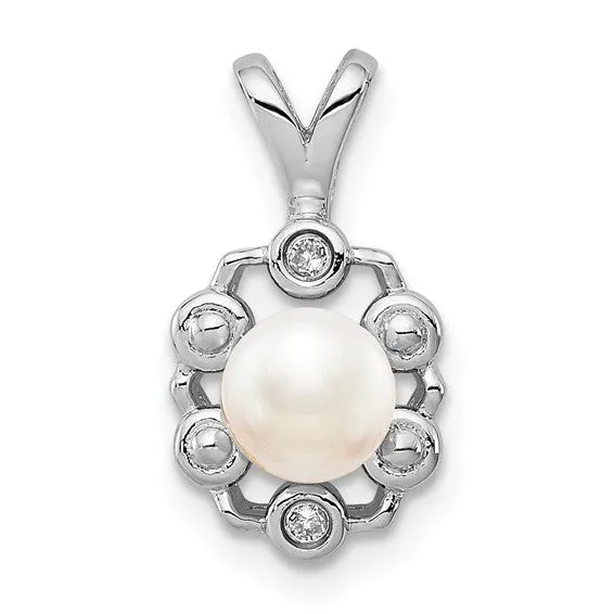 Sterling Silver Oval Gemstone and Diamond Pendants