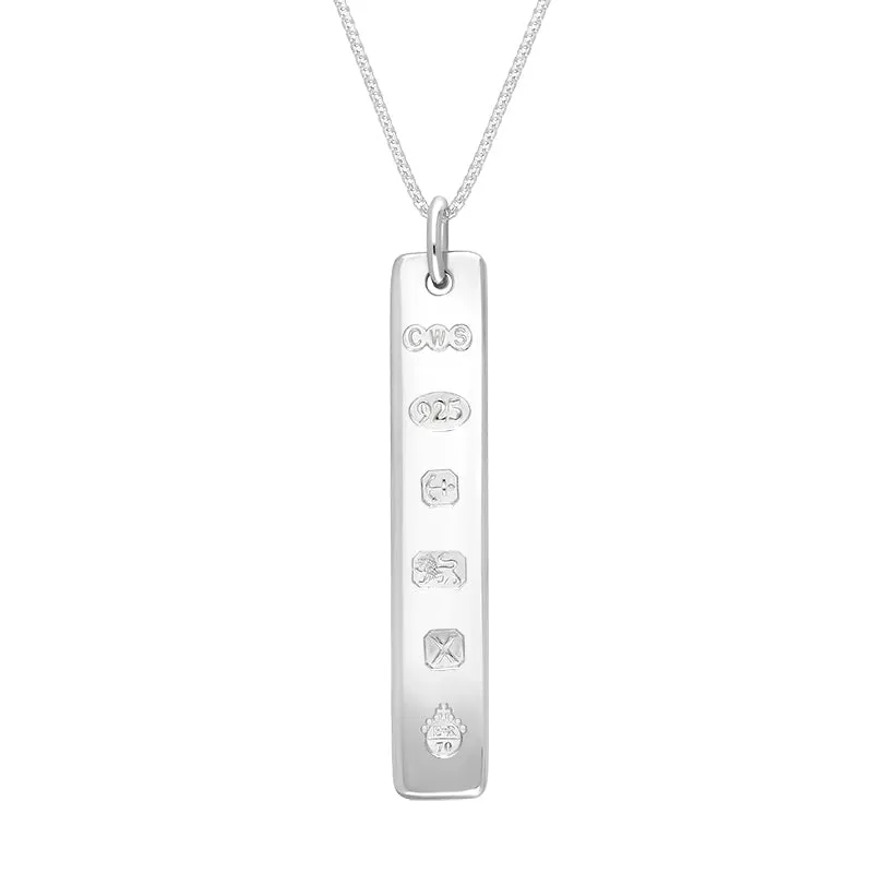 Sterling Silver Queen's Jubilee Hallmark Polished Ingot Pendant Necklace D