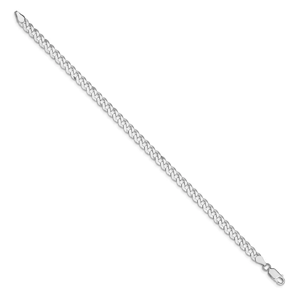 Sterling Silver Rhodium-plated 5mm Beveled Curb Chain