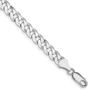 Sterling Silver Rhodium-plated 6mm Beveled Curb Chain
