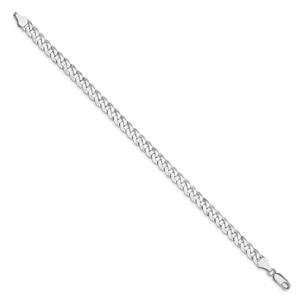 Sterling Silver Rhodium-plated 6mm Beveled Curb Chain