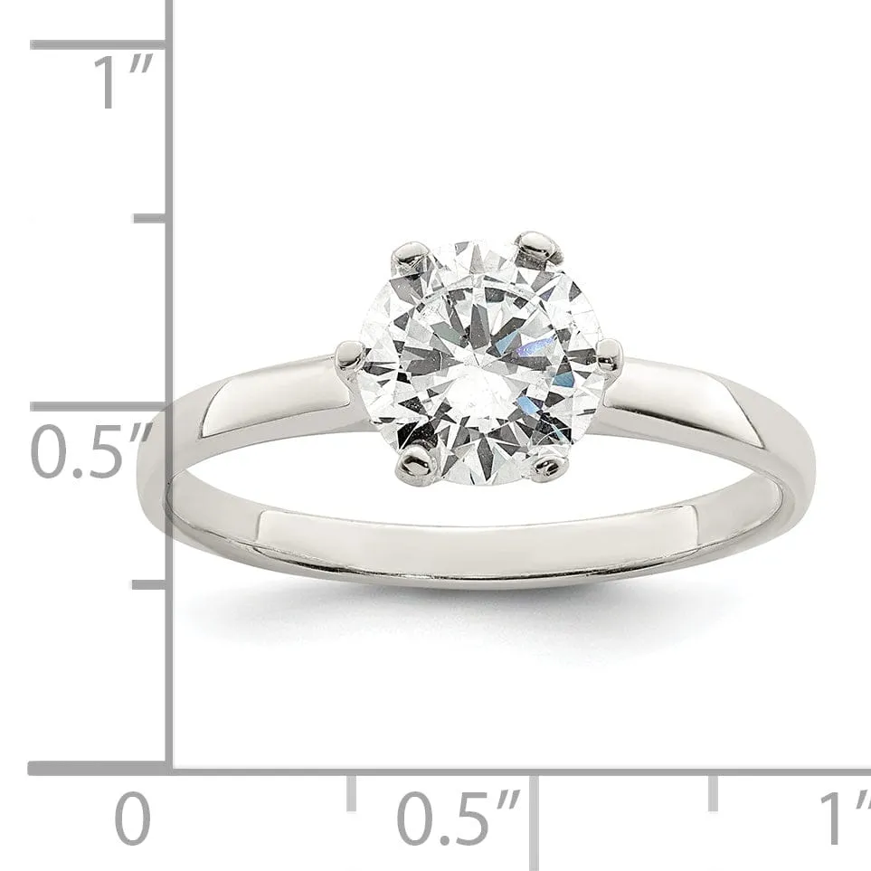 Sterling Silver Solitaire Round C.Z Ring
