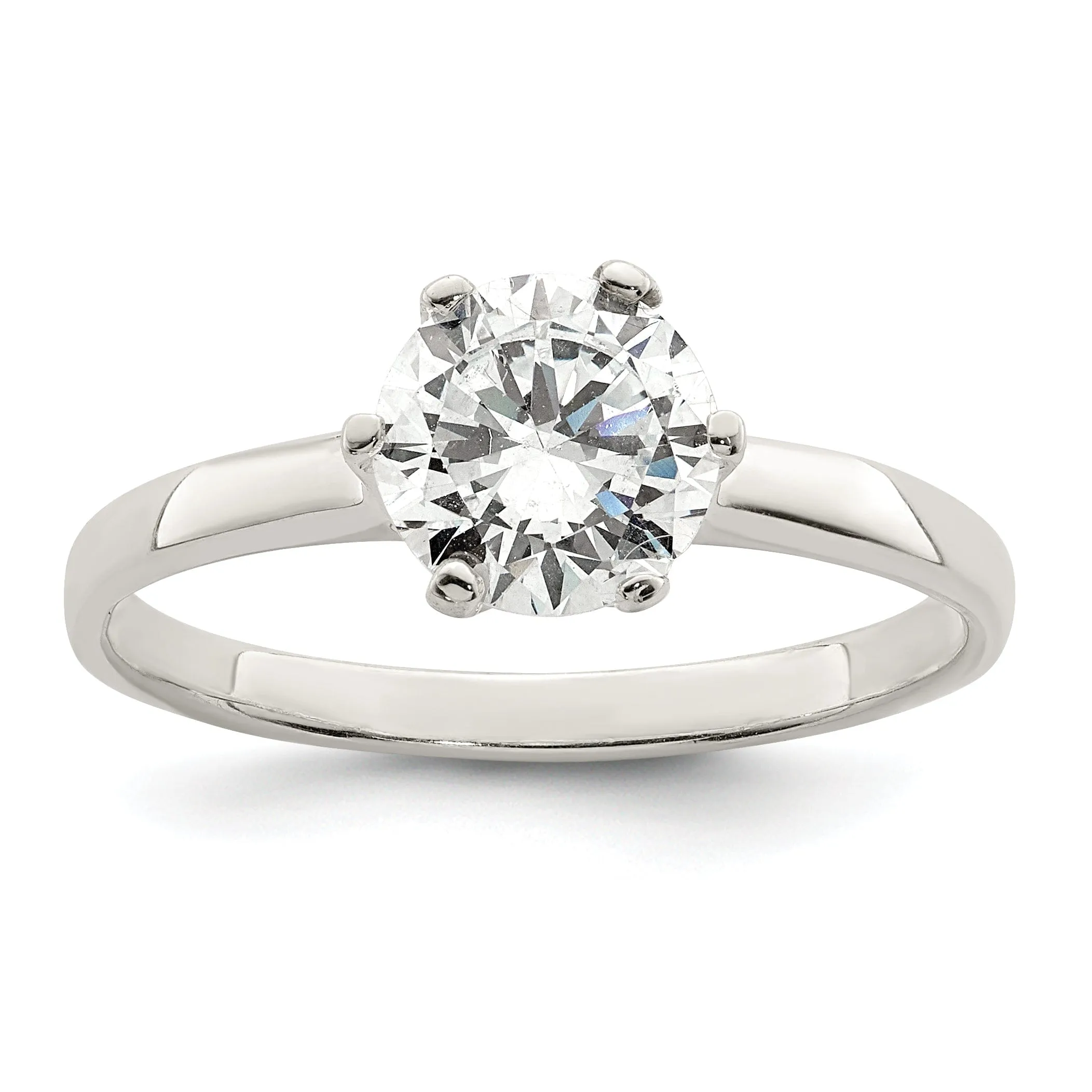 Sterling Silver Solitaire Round C.Z Ring