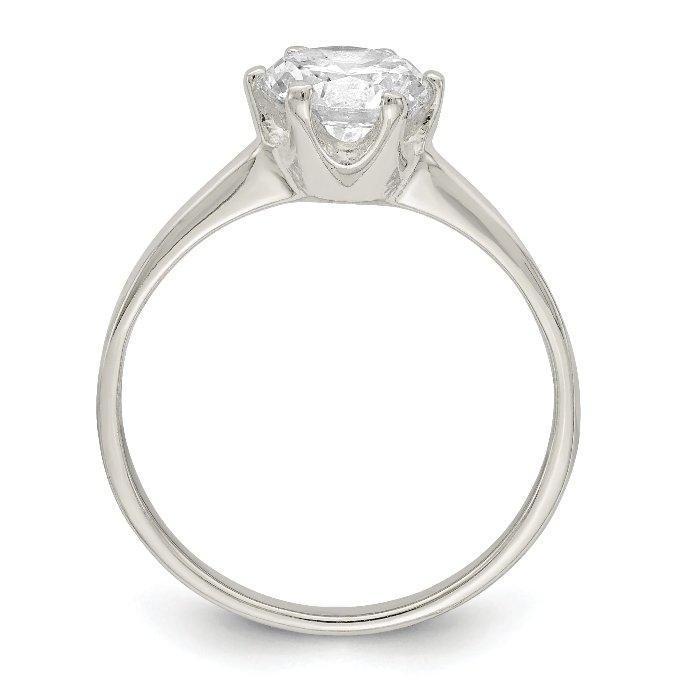 Sterling Silver Solitaire Round C.Z Ring