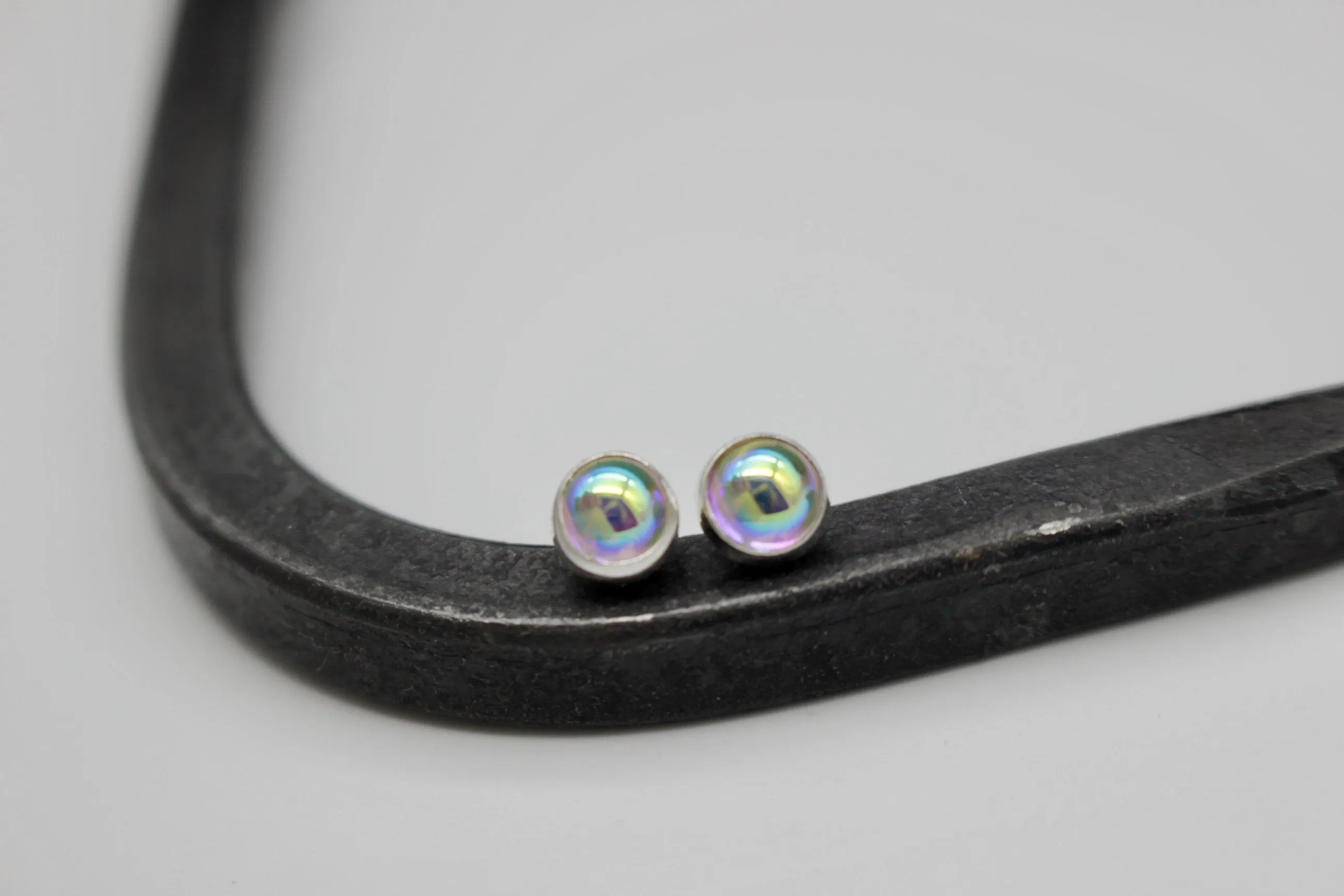 Sterling silver stud earrings -crystal aurora borealis gemstone studs - color shifting - gift for her - jewelry sale