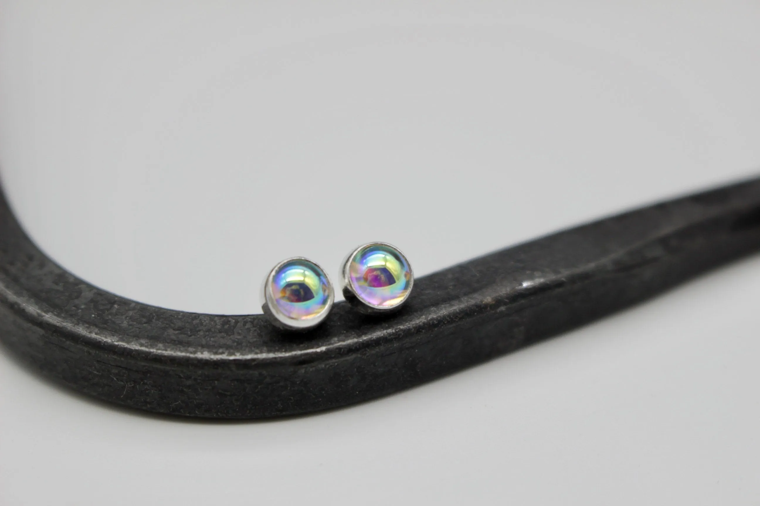 Sterling silver stud earrings -crystal aurora borealis gemstone studs - color shifting - gift for her - jewelry sale