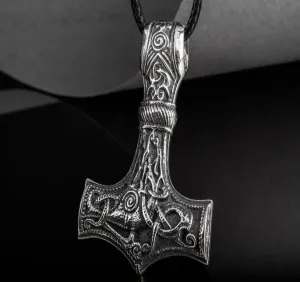 Sterling Silver Thor's Hammer Pendant | Mammen Village-Inspired Mjolnir