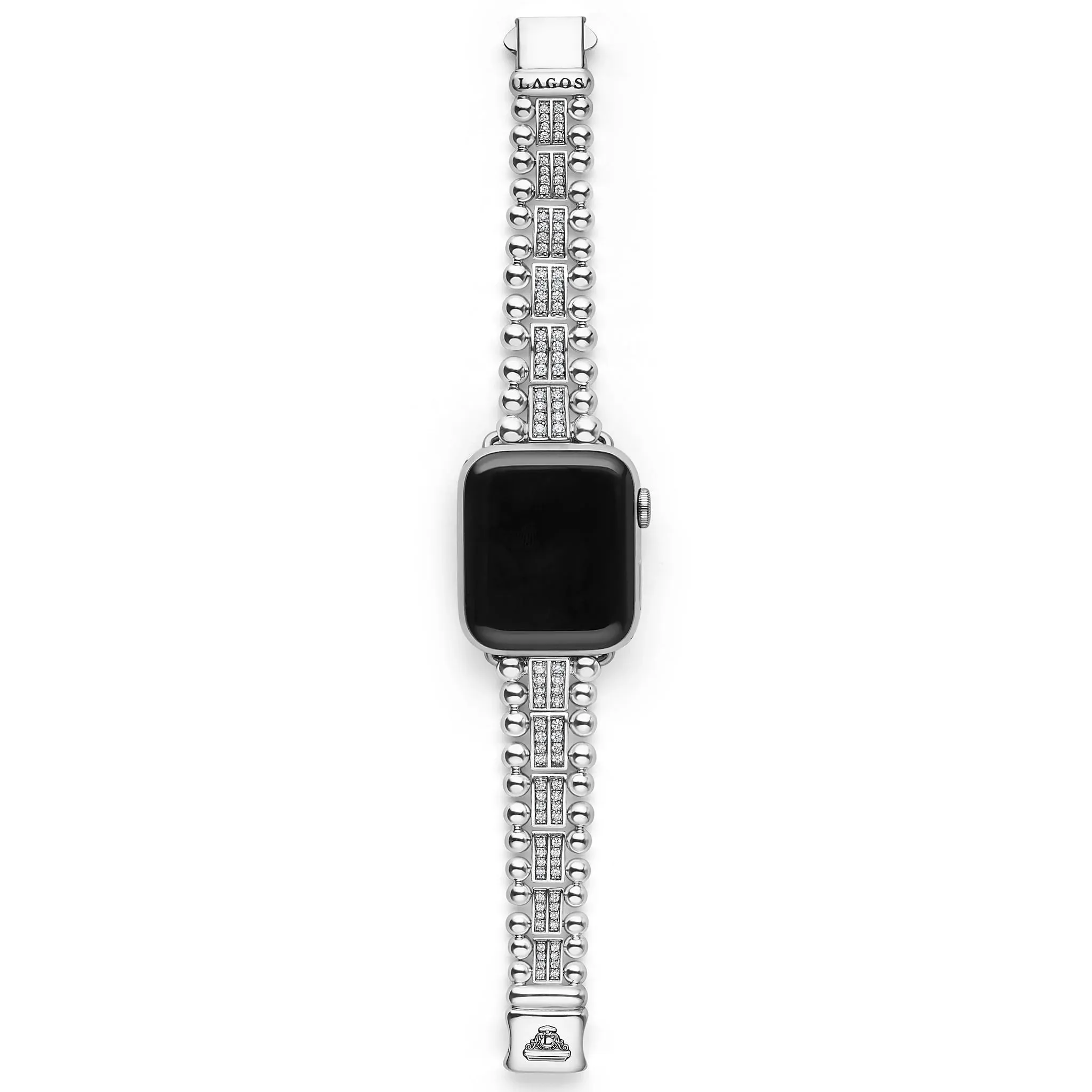 Sterling Silver Two-Row Diamond Watch Bracelet - 38-45mm