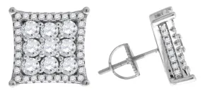 Sterling Silver Womens Round Cubic Zirconia CZ Stud Cluster Fashion Earrings