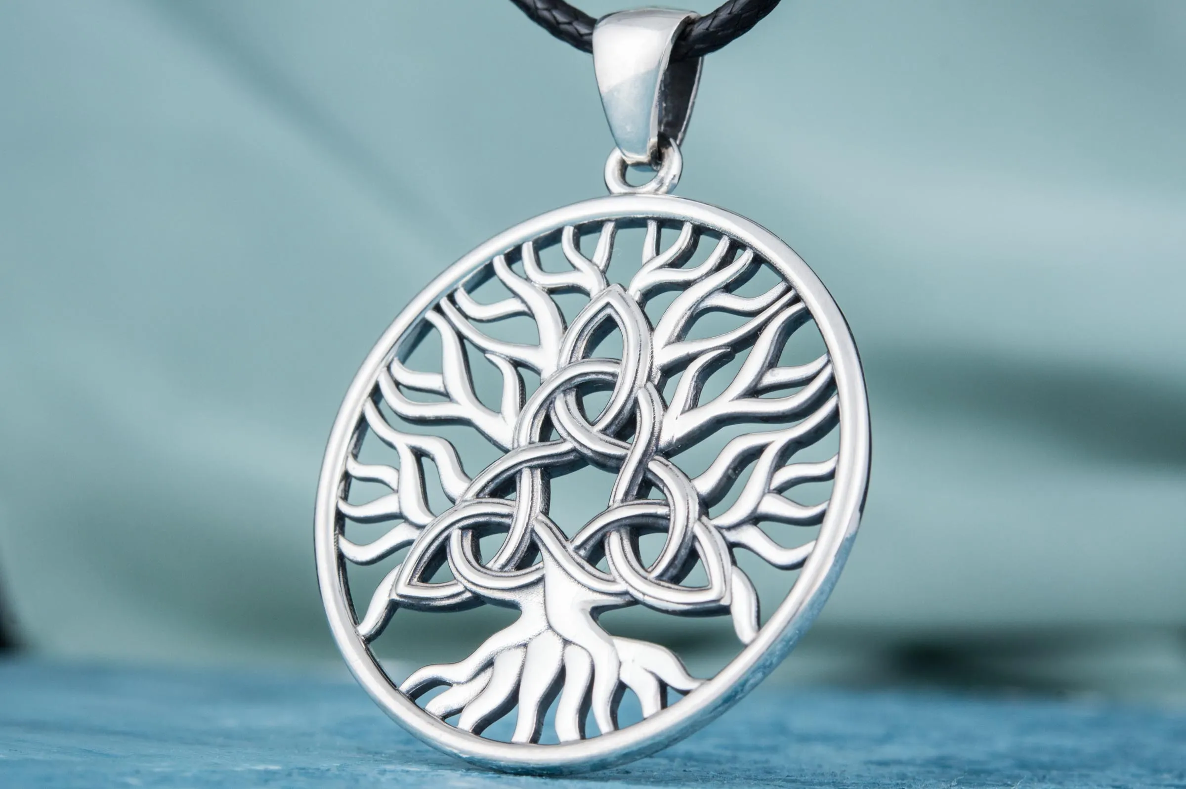 Sterling Silver Yggdrasil Viking Pendant | Triquetra Symbol