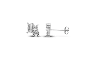 Stia Sterling Silver Silver Cubic Zirconia Cluster Stud Earrings