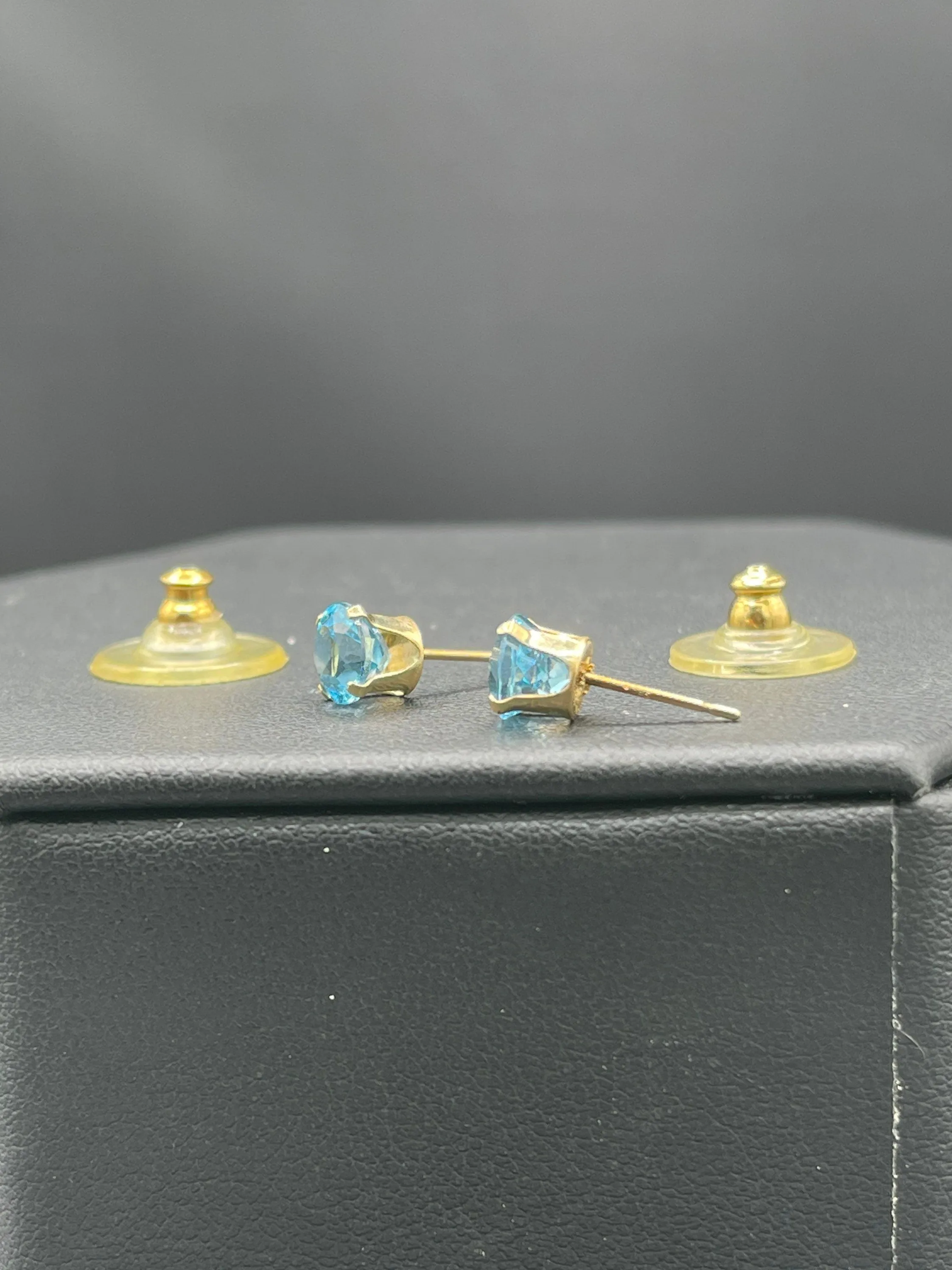 Swiss Blue Topaz 14k Yellow Gold Stud Earrings