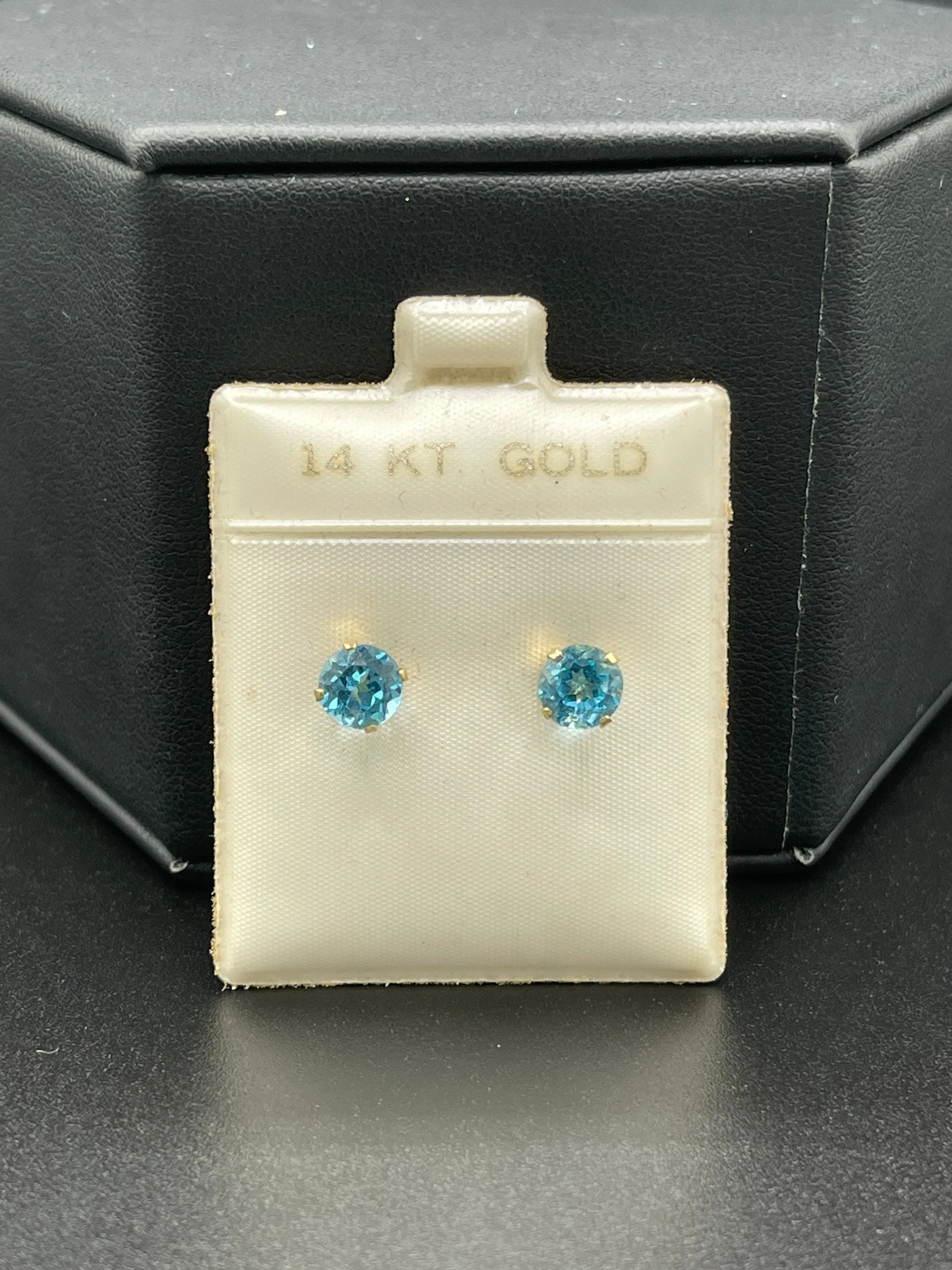 Swiss Blue Topaz 14k Yellow Gold Stud Earrings
